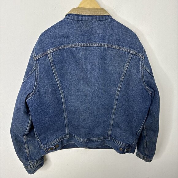 Mustang Stormrider Men L Blanket Lined Denim Jacket Blue Oilfield Logo - Picture 5 of 11